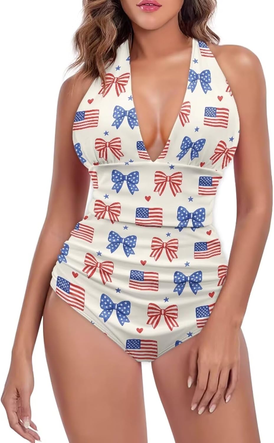 Women Swimsuits Sexy V Neck Empire Waist Tummy Control Swimsuits Women's Sports & Recreation Swimwear Size XS-3XL