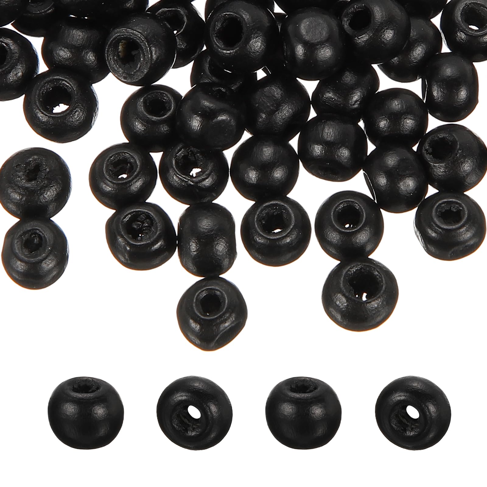 PATIKIL 300pcs 8mm Black Natural Wood Beads with 3mm Hole — image 1