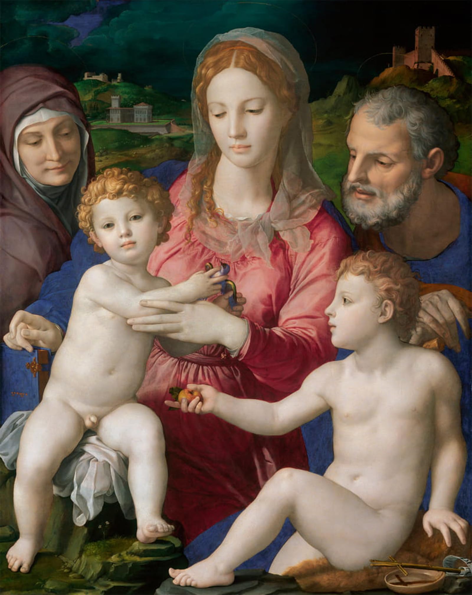 SERENDIPITP Vintage Picture Print on Canvas Wall Art Poster the Holy Family with Saints Anne and the Baptist by Agnolo Di Cosimo Bronzino Artwork Print Poster for Wall Decor 60x90cm