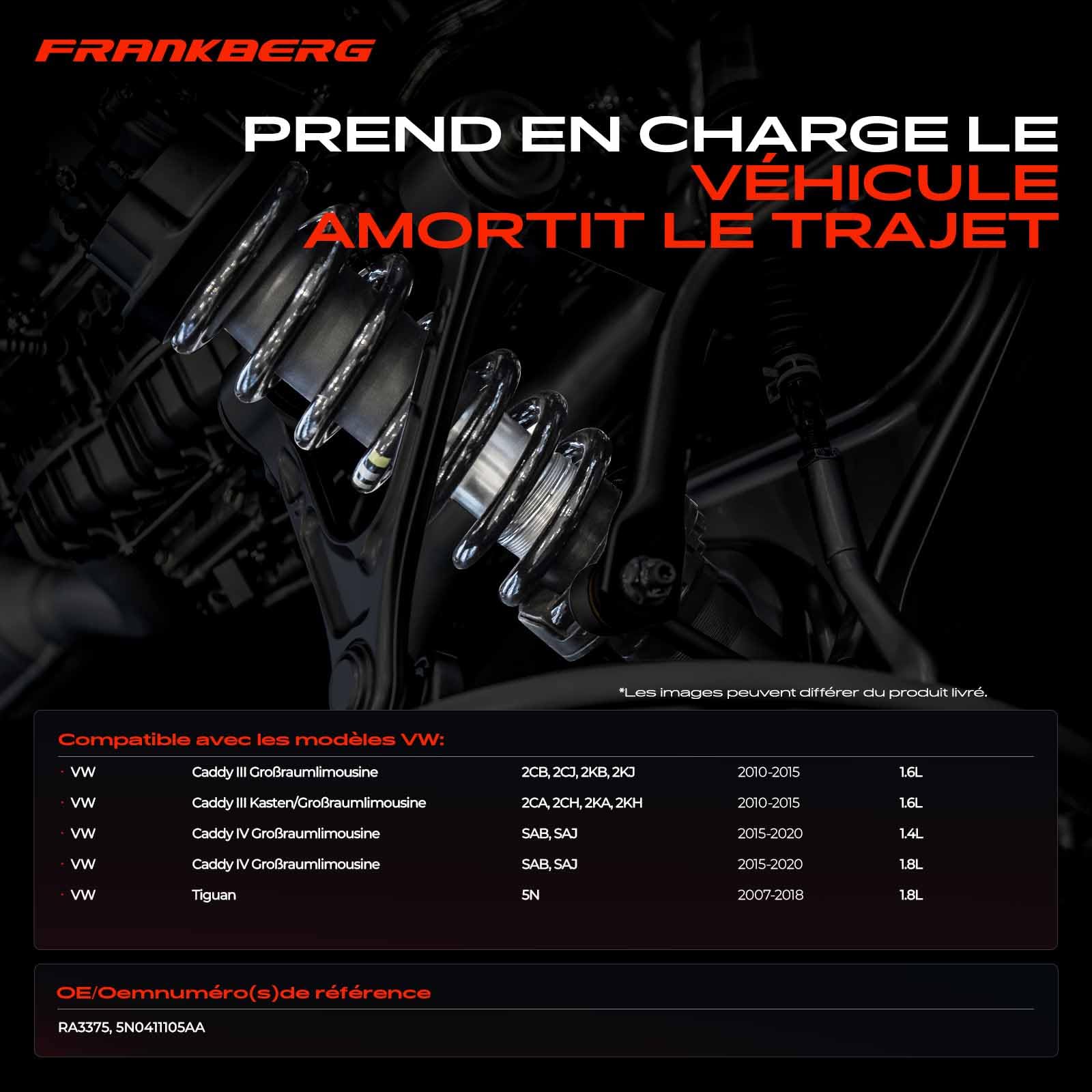 Frankberg 2 ressorts de suspension pour essieu avant 5N0411105AA