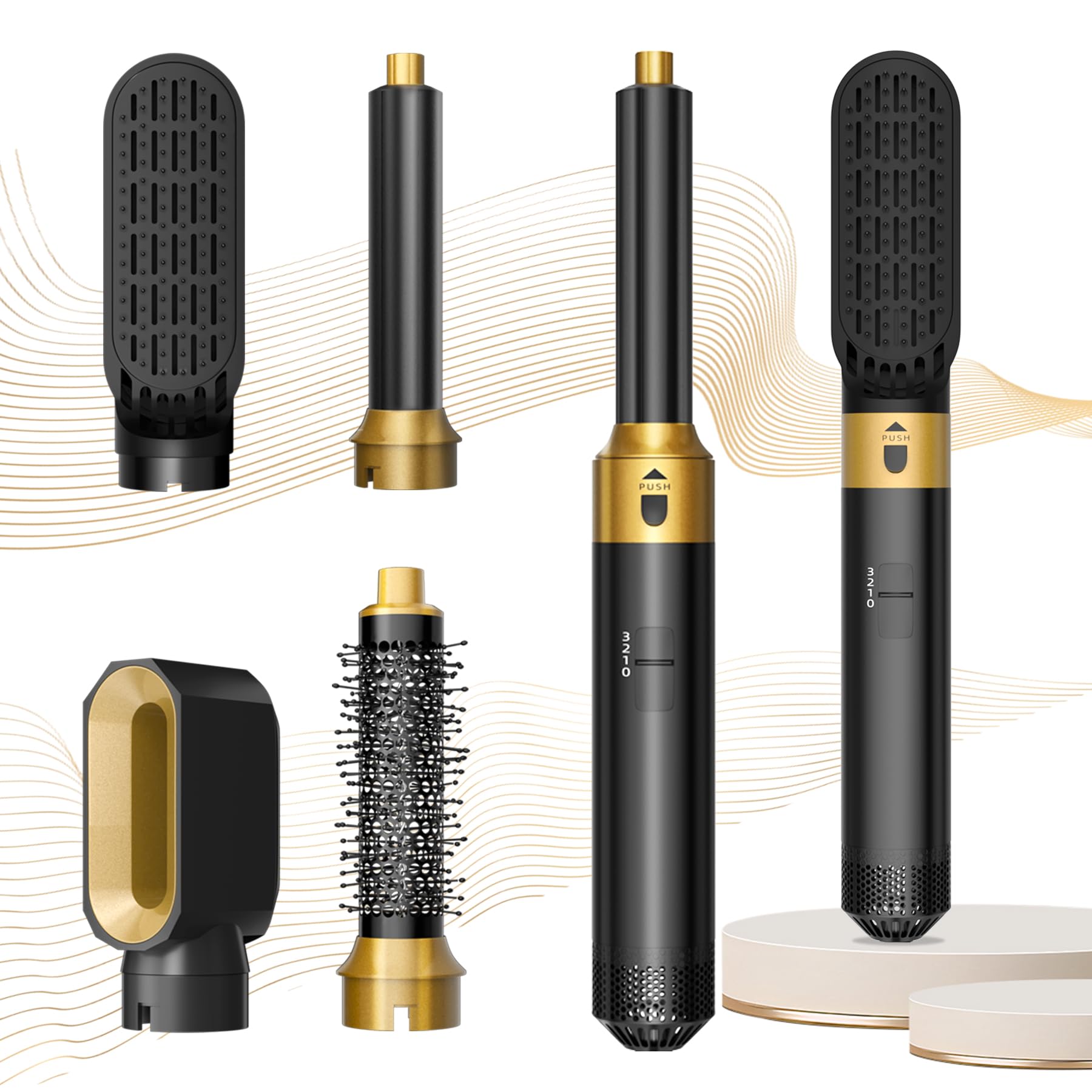 Hair Styler Set Airstyler 5 in 1 con spazzola rotonda per capelli, spazzola ad aria calda, spazzola termica Airflow, ferro arricciacapelli automatico, volume spazzola per asciugacapelli, per