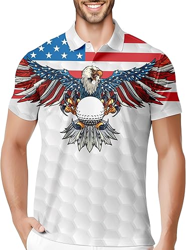 HIVICHI Camisas de golf divertidas para hombre con patrón estampado loco colorido y novedad de alto rendimiento que absorbe la humedad, camisa tipo