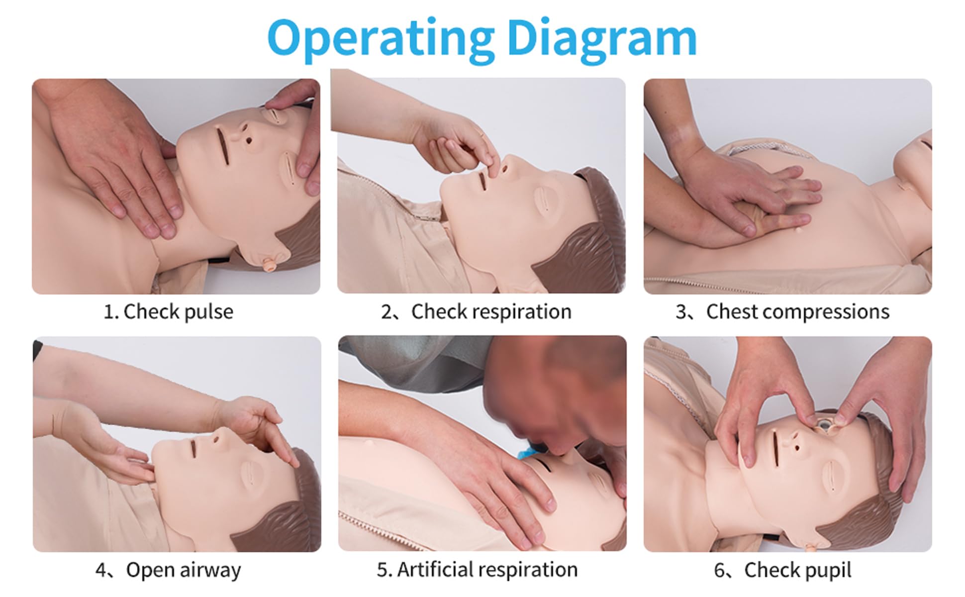 Maniquí de entrenamiento de RCP de cuerpo completo para adultos, maniquí médico de tamaño real para primeros auxilios y enseñanza médica