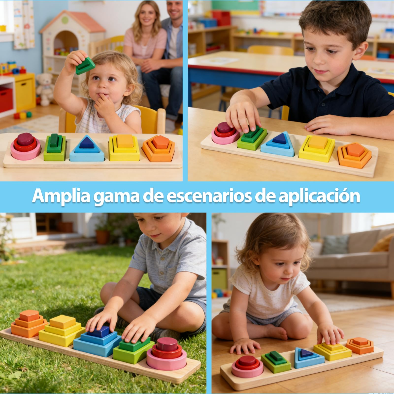 Juguetes Montessori Para Niños De 1 a 2 a 3 Años, Juguetes Para Apilar Y Clasificar, Torre De Clasificación De Madera, Juguetes Educativos De Formas Y Colores, Regalos Para Niños Y Niñas De 1 a 3 Años — view 7