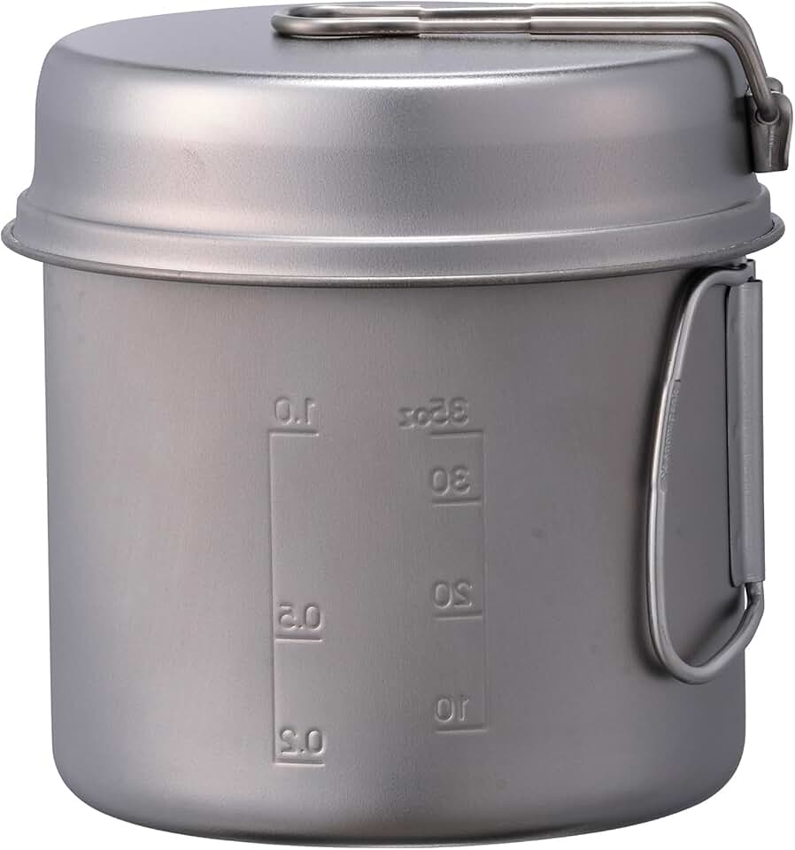 Snow Peak Titanium Trek Combo Cookware Set, Japanese Titanium, Ultralight and Compact for Camping, Made in Japan, Lifetime Product Guarantee, One Size, Model: SCS-010T
