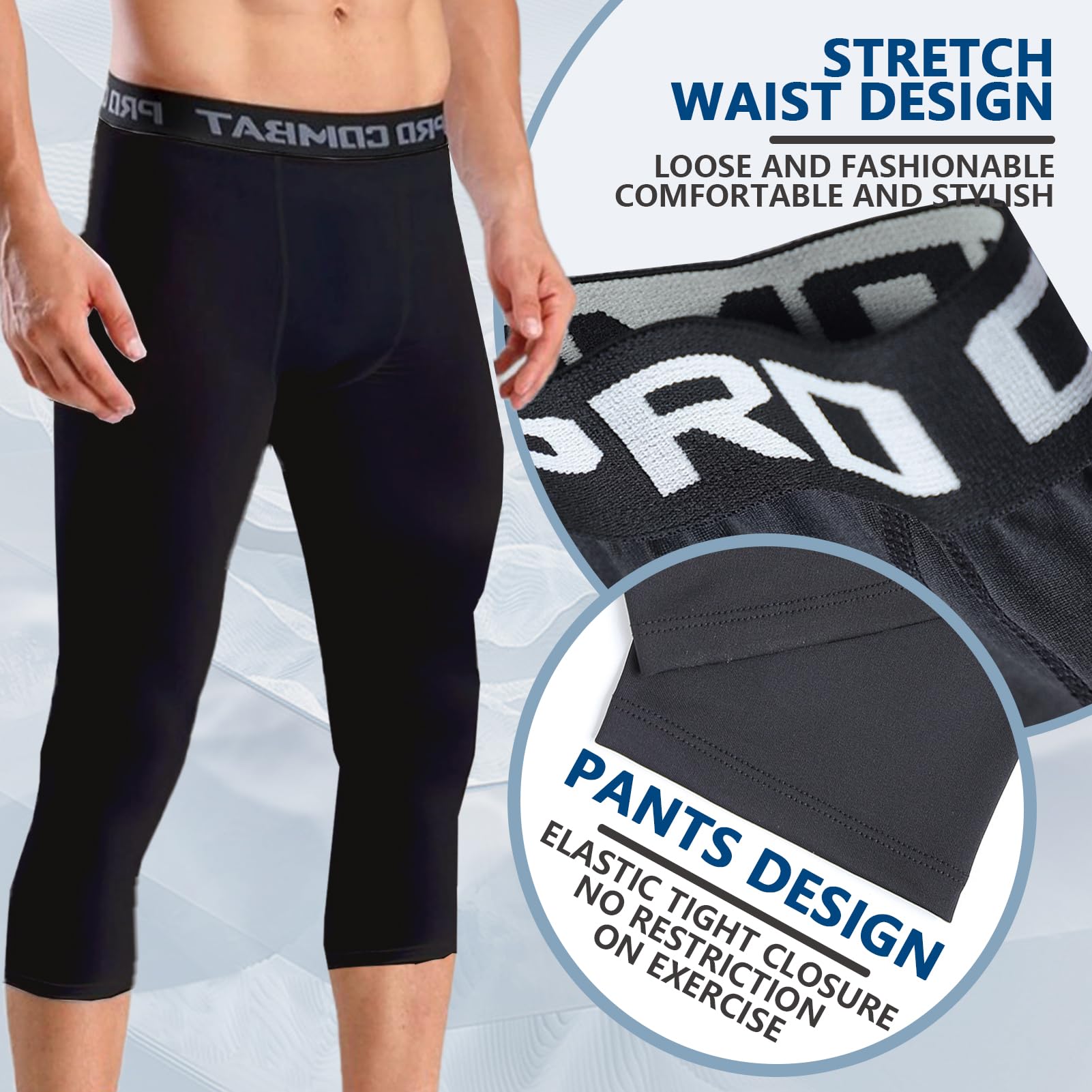3/4 Pantalones de Compresión Deportivos Dry Carriendo para Ciclismo Golf Yoga, 2 Pack