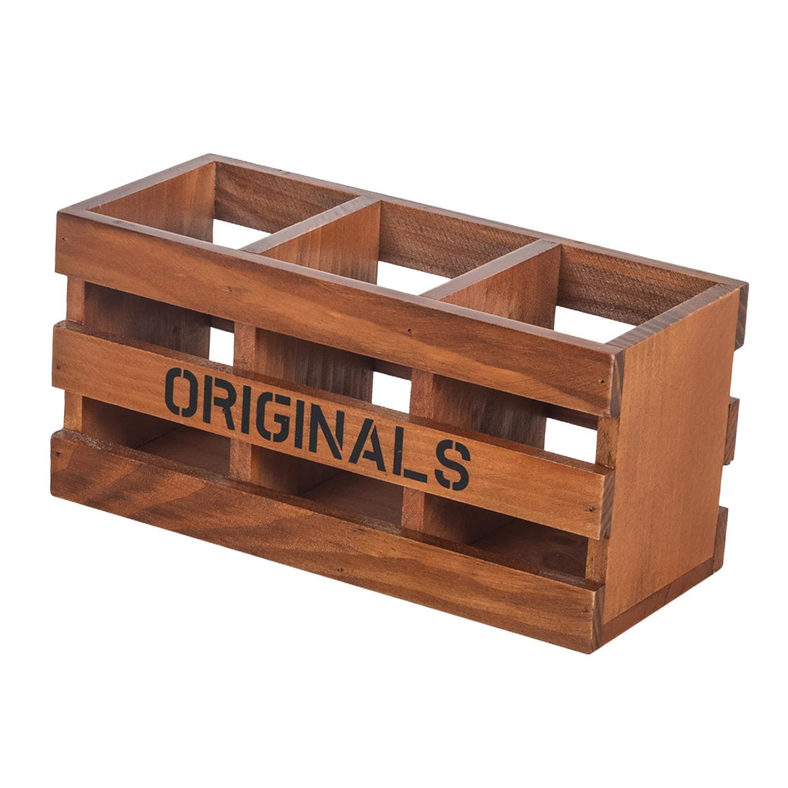 PIXZCSA Wood Desk Organizer Arrangement With Natural Wood Crafted Storage