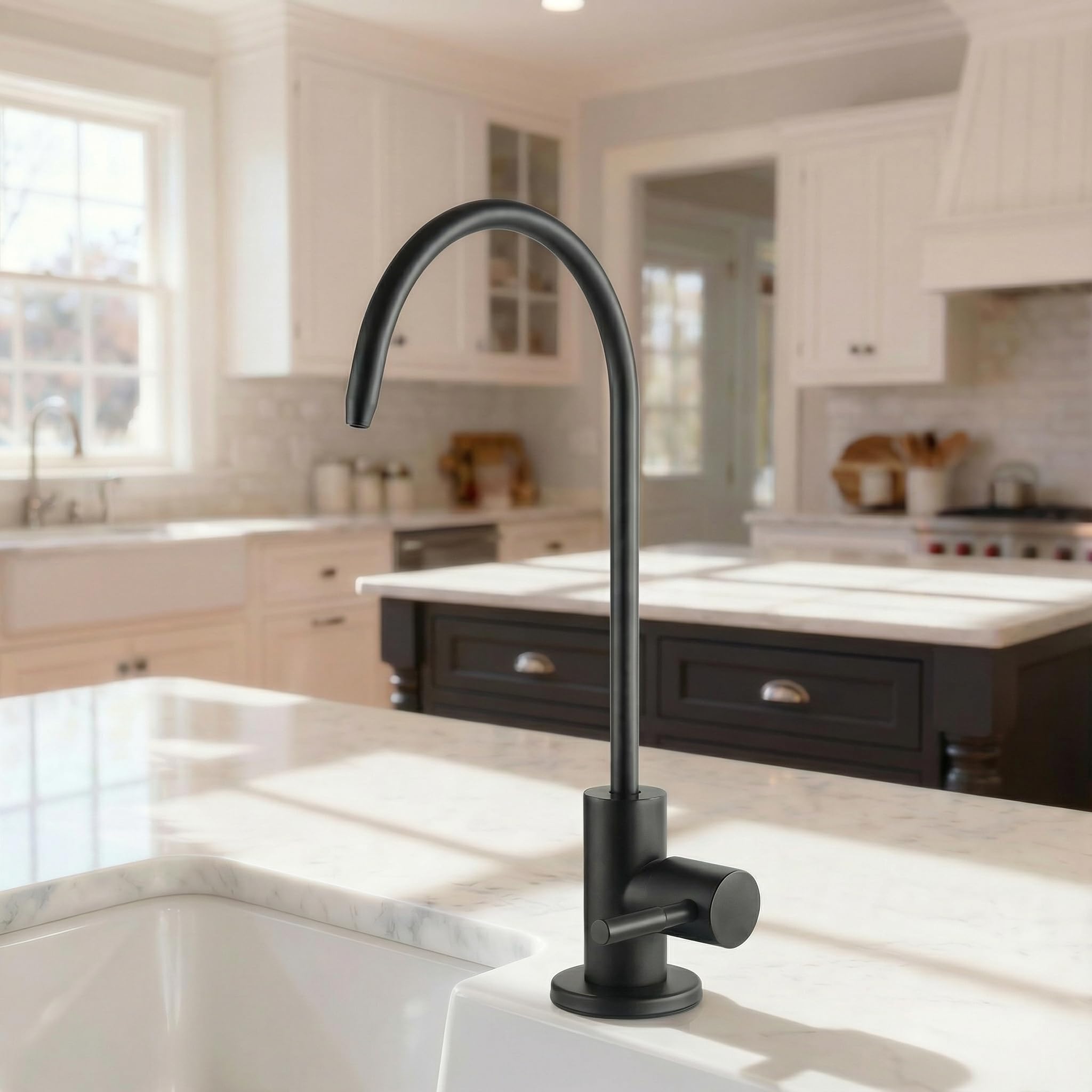 KES Black Water Filter Tap for Kitchen Sink Reverse Osmosis Faucet Non-Air-Gap Drinking Water Tap SUS304 Stainless Steel, Z504CLF-BK