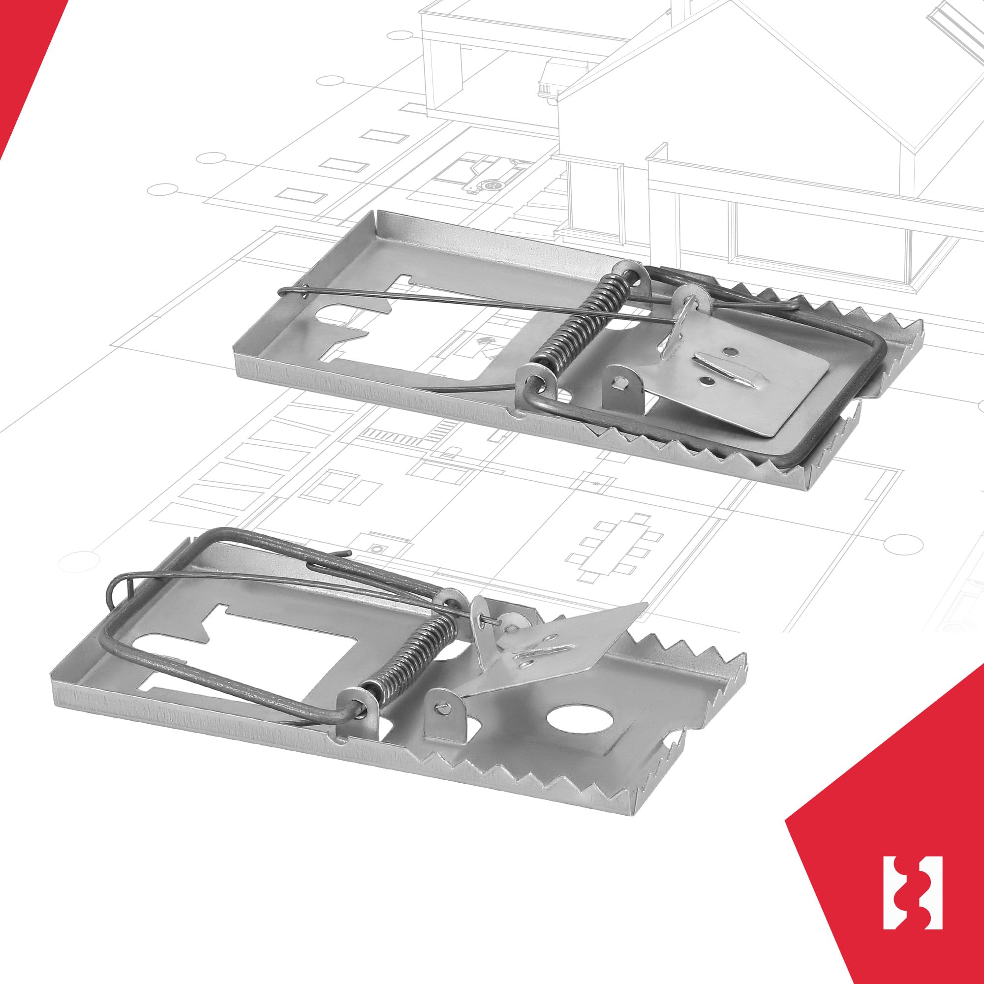 KOTARBAU® Set di 3 trappole per ratti con elevata forza d'impatto per roditori grandi, 170 x 90 mm