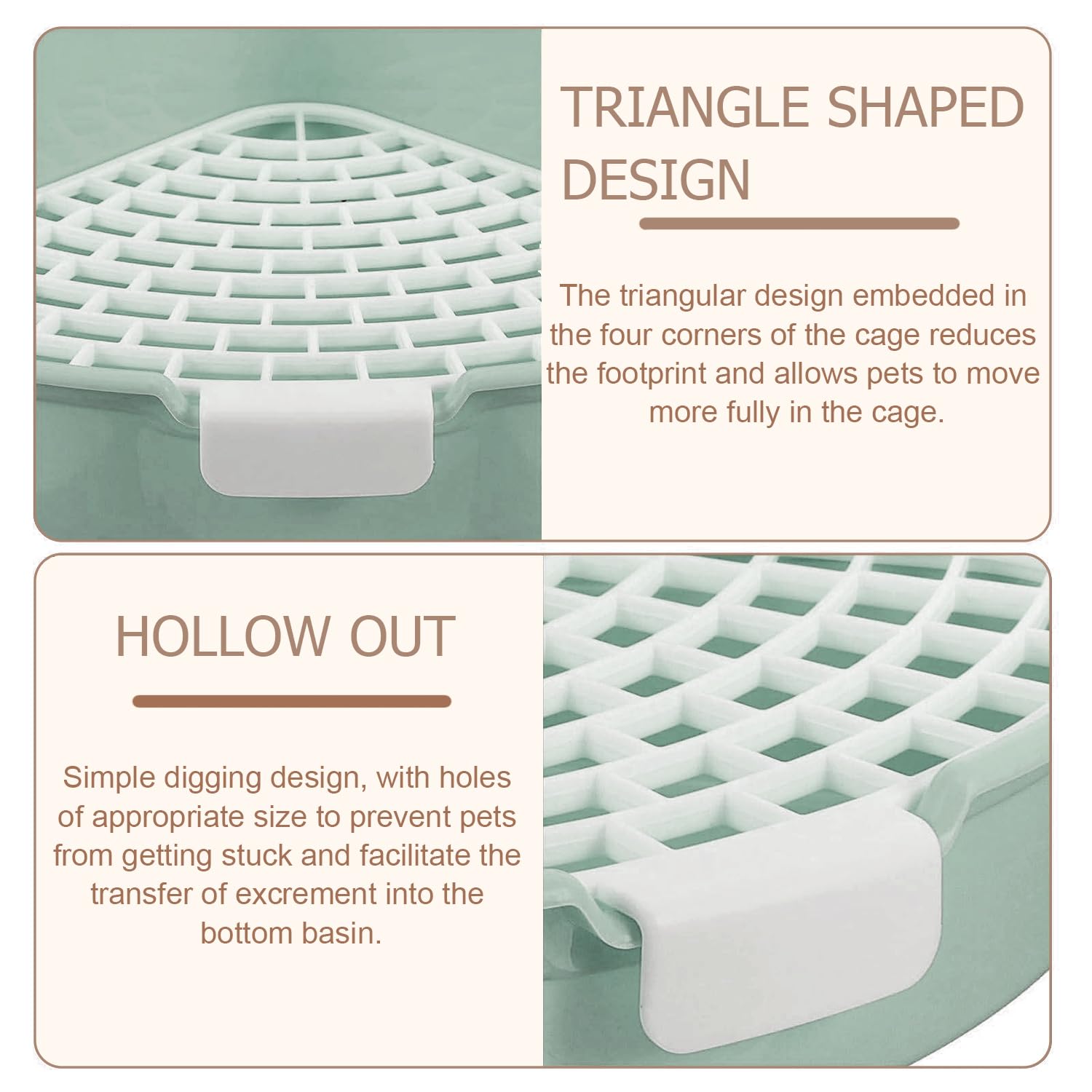 Rabbit Litter Box Bunny Corner Toilet Box Potty Trainer for Hamster Guinea Pig Ferret Rat Chinchialla Cage Pan 3.9” x 7.5” x 7.5” - image 6