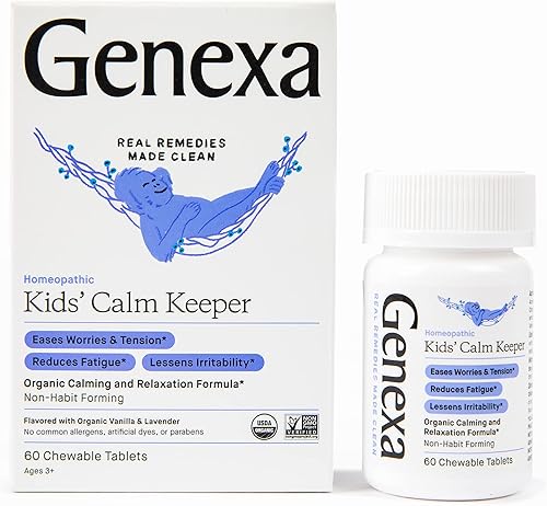 Genexa Kids Calm Keeper - 60 unidades - Ayuda de relajación para niños - Certificado vegano, orgánico, sin gluten y sin OMG - Remedios homeopáticos