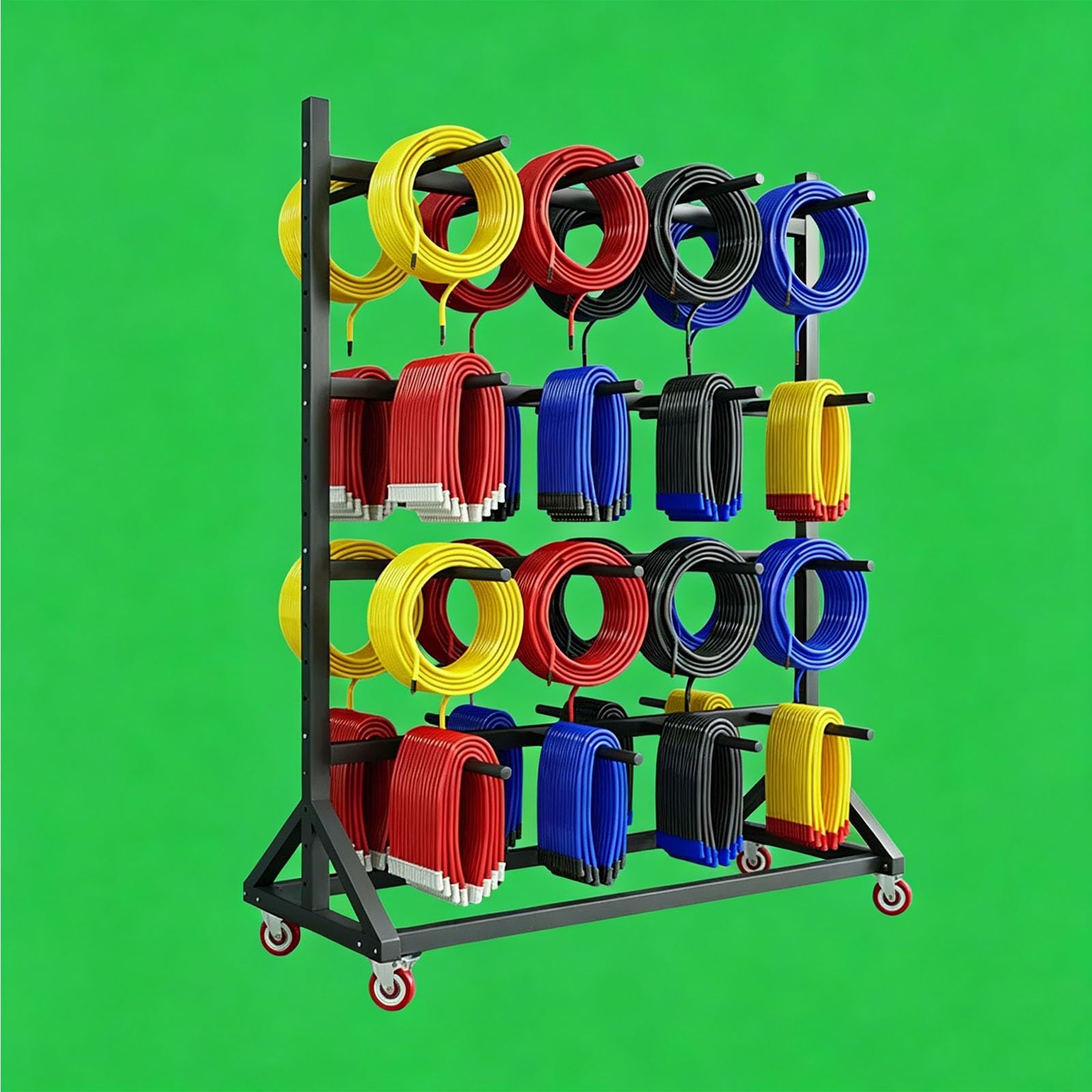 Wire Spool Storage Rack Electrical Cable Display Holder with Wheels, Cable Reel Categorized Storage Heavy Duty Transportable Holder Display Organize 881lbs Capacity(A,3-Tier 120X90X200cm)