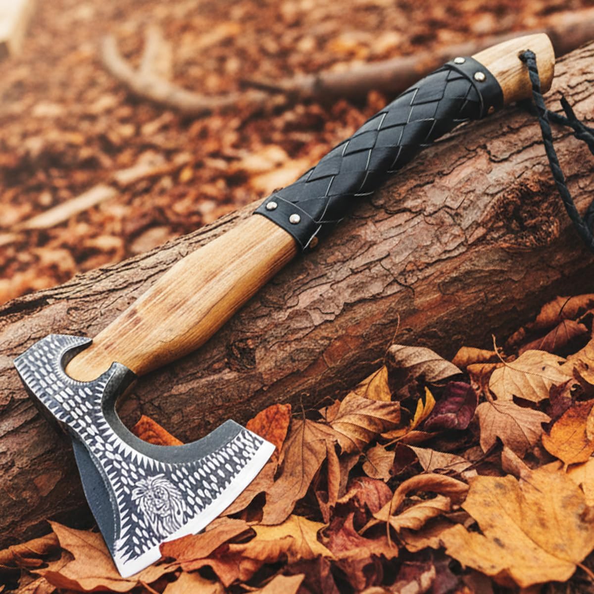 Splitting Axe Camping Chopping Hatchet Viking Tomahawk Battle Hunting Outdoor Solid Wood Handle 9901
