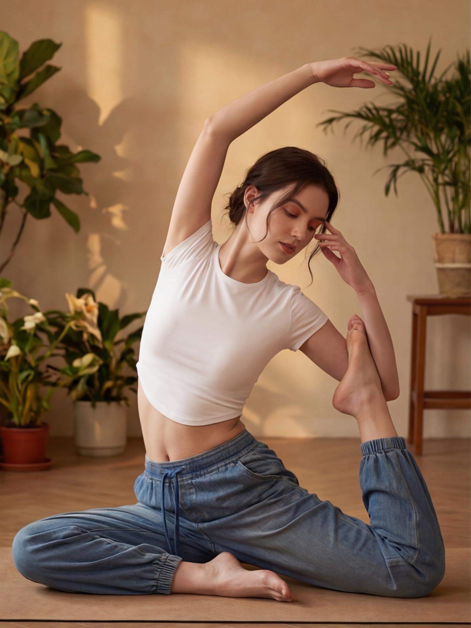 LaiEr Jogger in Denim Donna,Vita Media,Vita Elastica con Coulisse,vestibilità Conica,Stile Casual Confortevole, Jeans Morbido ed Elastico,Adatto per Sport e Yoga,Capo alla Moda per Uso Quotidiano