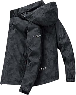 JXQXHCFS Vintage Men's Hooded Hiking Jacket Coats Waterproof Windbreaker Spring Autumn Casual Cargo Jacket