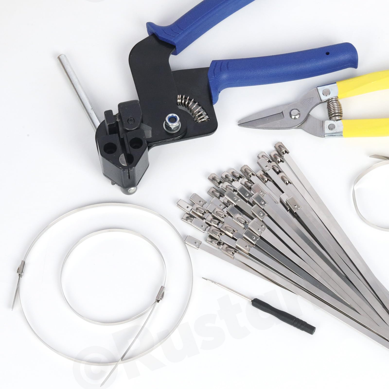 Fascette per cavi in acciaio inox, in metallo, antiruggine, autobloccanti in acciaio inox per avvolgimento di scarico (kit di strumenti per cerniere)