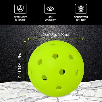 Pickleball Balls - Crack-Resistant - 40 Holes Outdoor Pickle Balls | High Bounce, Perfectly Balanced Pickle Ball for Tournament Play