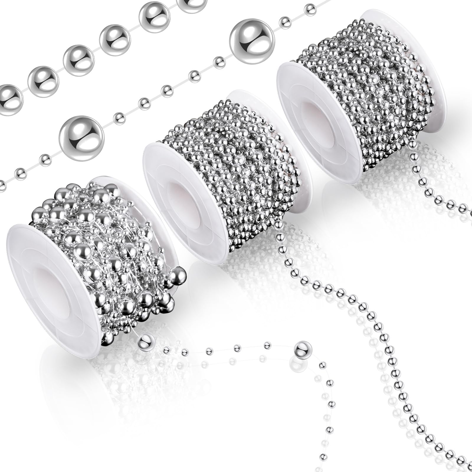 Bonuci 3 Rolls 66 Feet Faux Pearl String Garland