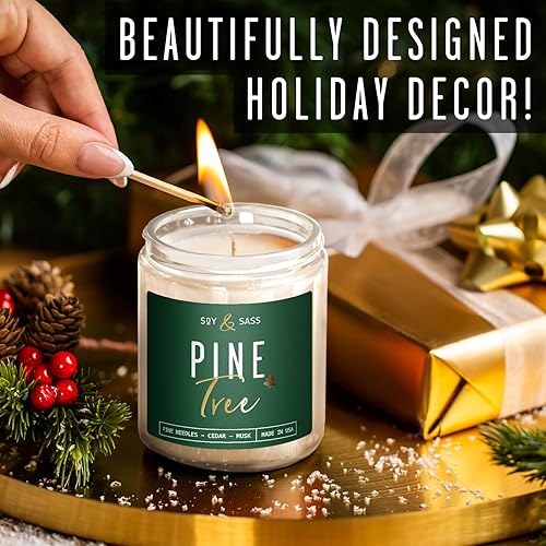 Miniatura 3 de Pine Candle, Pine Scented Candles, Christmas Candles Scented - 'Pine Tree' Soy Candle, wPine Needles, Warm Cedar & Sandalwood - Infused with