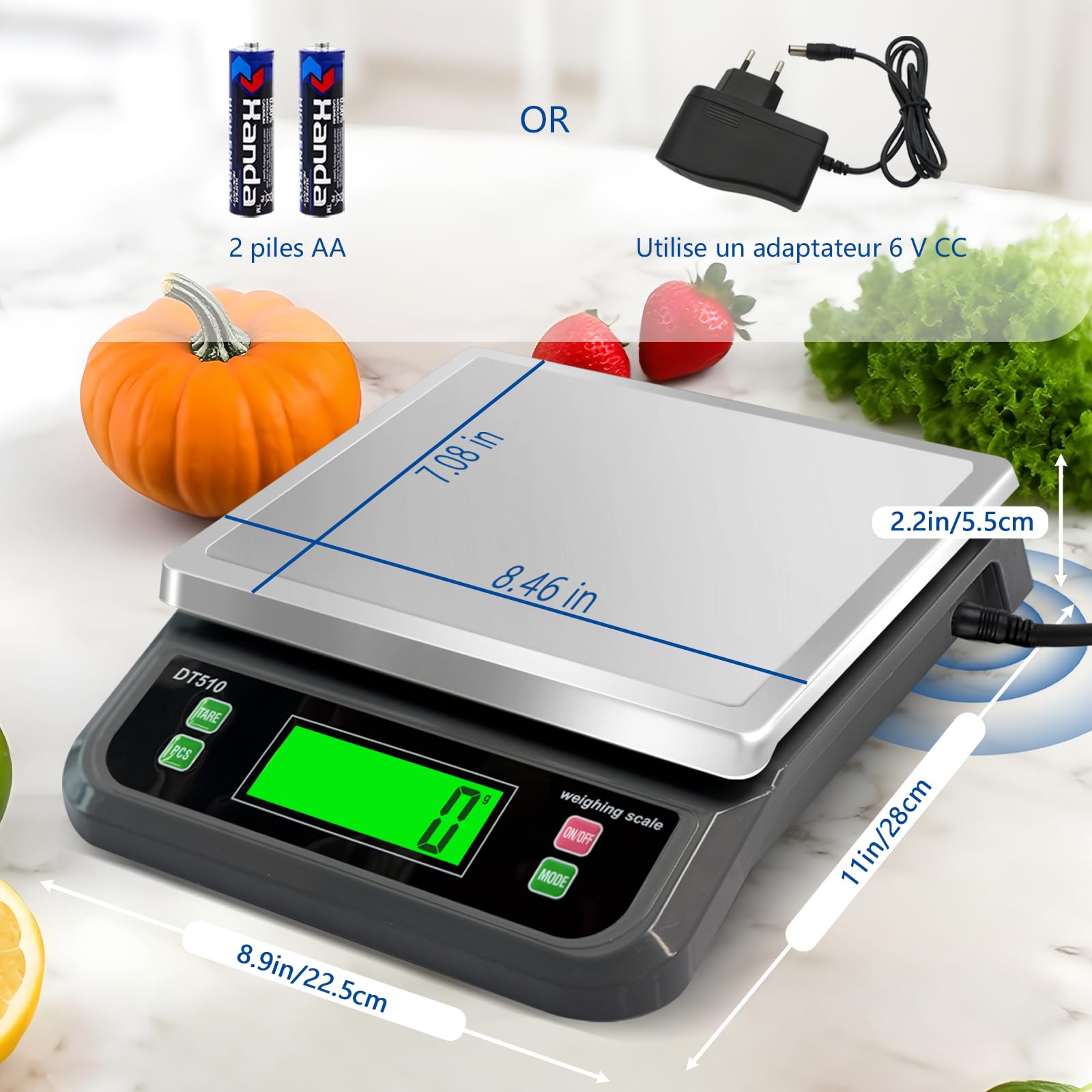balance cuisine 40kg/1g Balance Professionnelle Acier Inoxydable Balance De Cuisine Professionnelle Avec Pcs Et Tare Fonction Balance Alimentaire Avec éCran LCD Et 6 UnitéS Pour PâTisserie