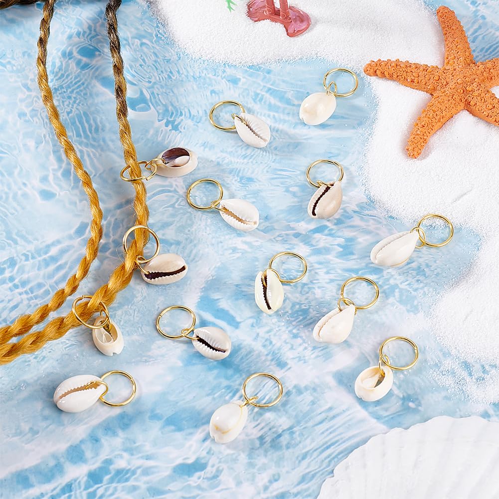 PLIGREAT 60 Pcs Seashell Dreadlock Ring Charms Beach Style Braided Hair Ornaments Dreadlock Hair Clips for Women Men Dreadlock Accessories DIY Hair Decorations - Image 2
