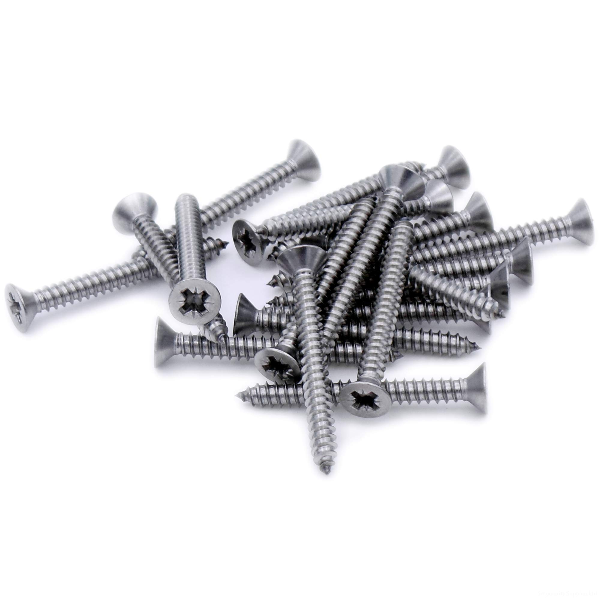 Singularity Supplies Silver No.7 X 0.75 (3.9Mm X 19Mm) Pozi Countersunk Self-Tapping Screw - Stainless Steel (A2) (Pack Of 20)