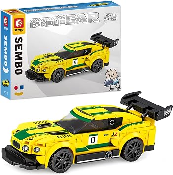 SEMBO Famous Champions Hybrid Le Mans Building Set Detailed Model Kit for Teens & Adults, Creative Birthday for Car Fans - 607115 Yellow