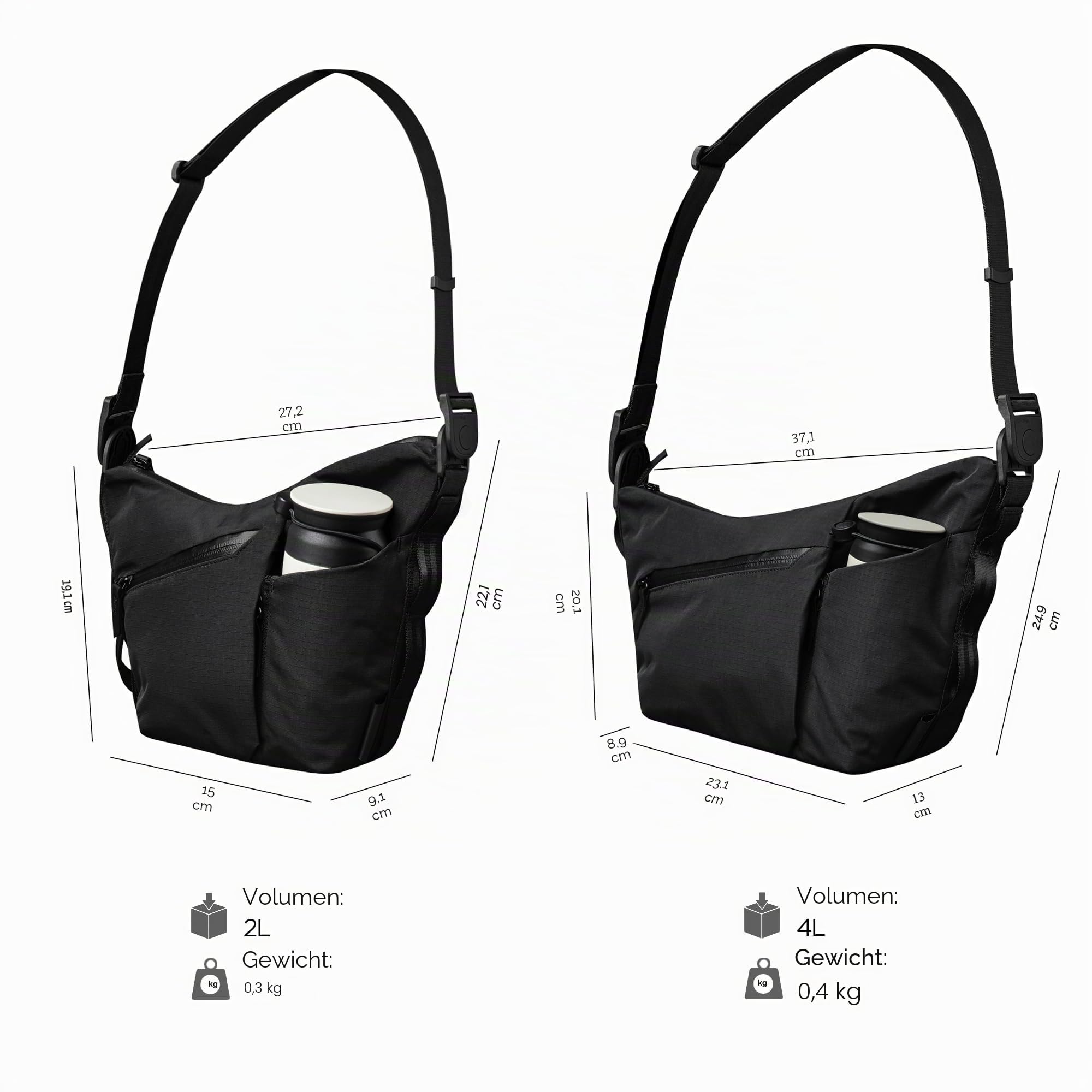 ALPAKA Flow Satchel 2L, EDC Umhängetasche, Handtasche mit Verstellbarem Schultergurt, Wasserabweisende Herrentasche für Arbeiten, Täglichen Gebrauch, Geeingnet für Herren und Damen