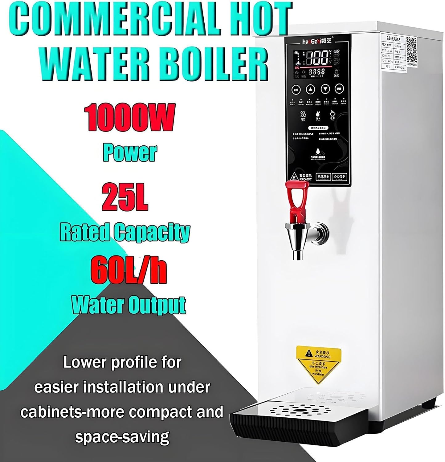 8L Commercial Hot Water Dispenser,Step-Heating Electric Water Boiler with 86-212℉ Adjustable Temperature,LCD Display,Fast Heating for Tea Coffee Restaurant Hotel Office(White)
