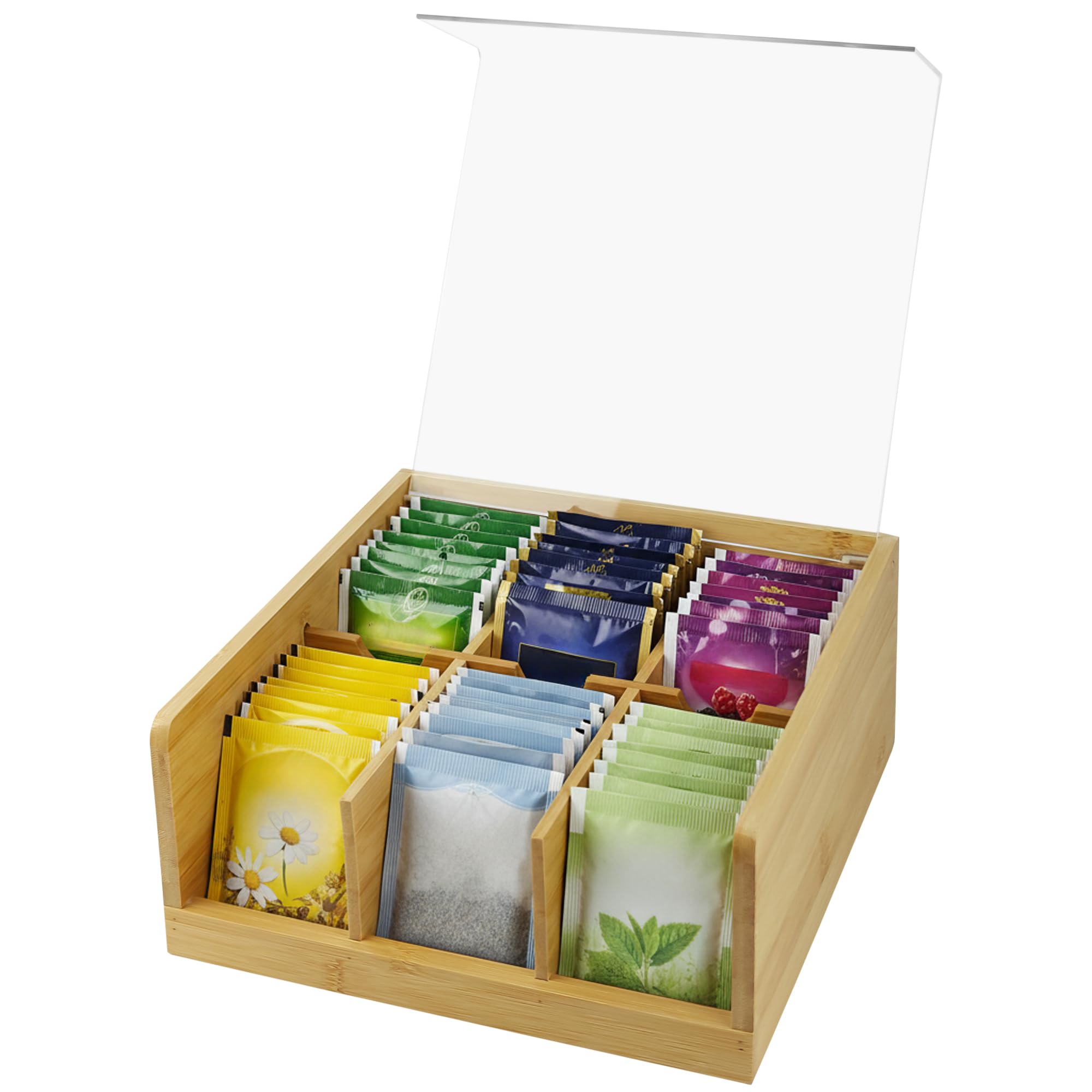 Axincardarm Wooden Tea Box Container Wooden Tea Bag Storage Box Organiser