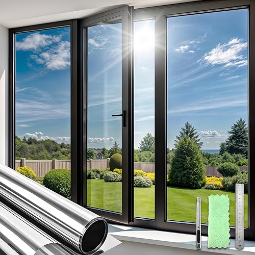 Miniatura 36 de Qualsen Película opaca para ventana, 100% bloqueo de luz, película de privacidad para ventana, sin pegamento, extraíble para el hogar, oficina