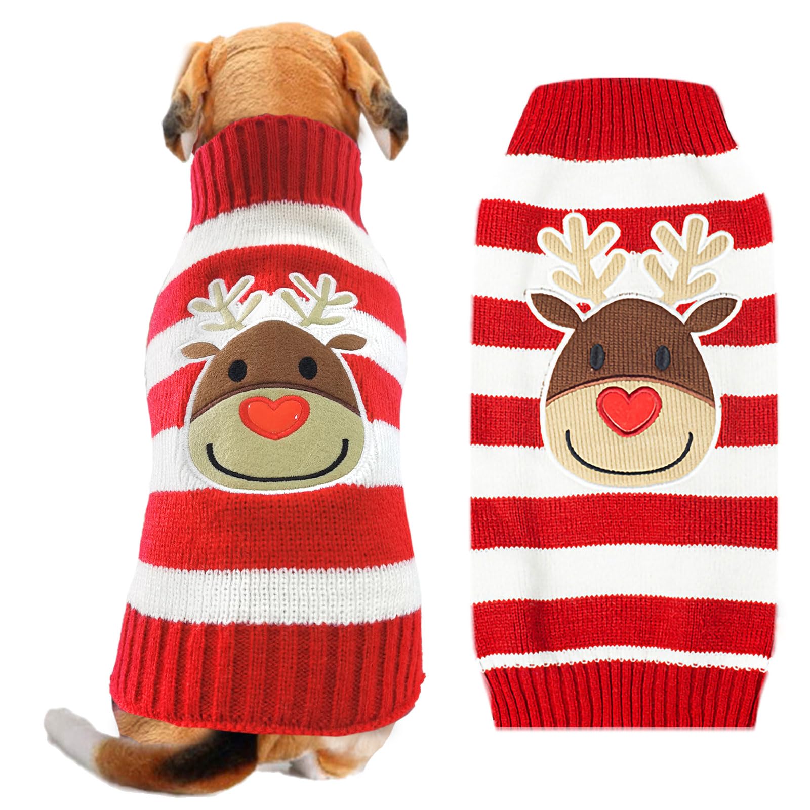ABRRLO Dog Christmas Jumper Ugly Elf Outfits Grey Xmas Pet Sweater Puppy Cat Holiday Costume New Year Clothes Gift for Small Medium Large Dogs (Gray Elf,L) — view 11