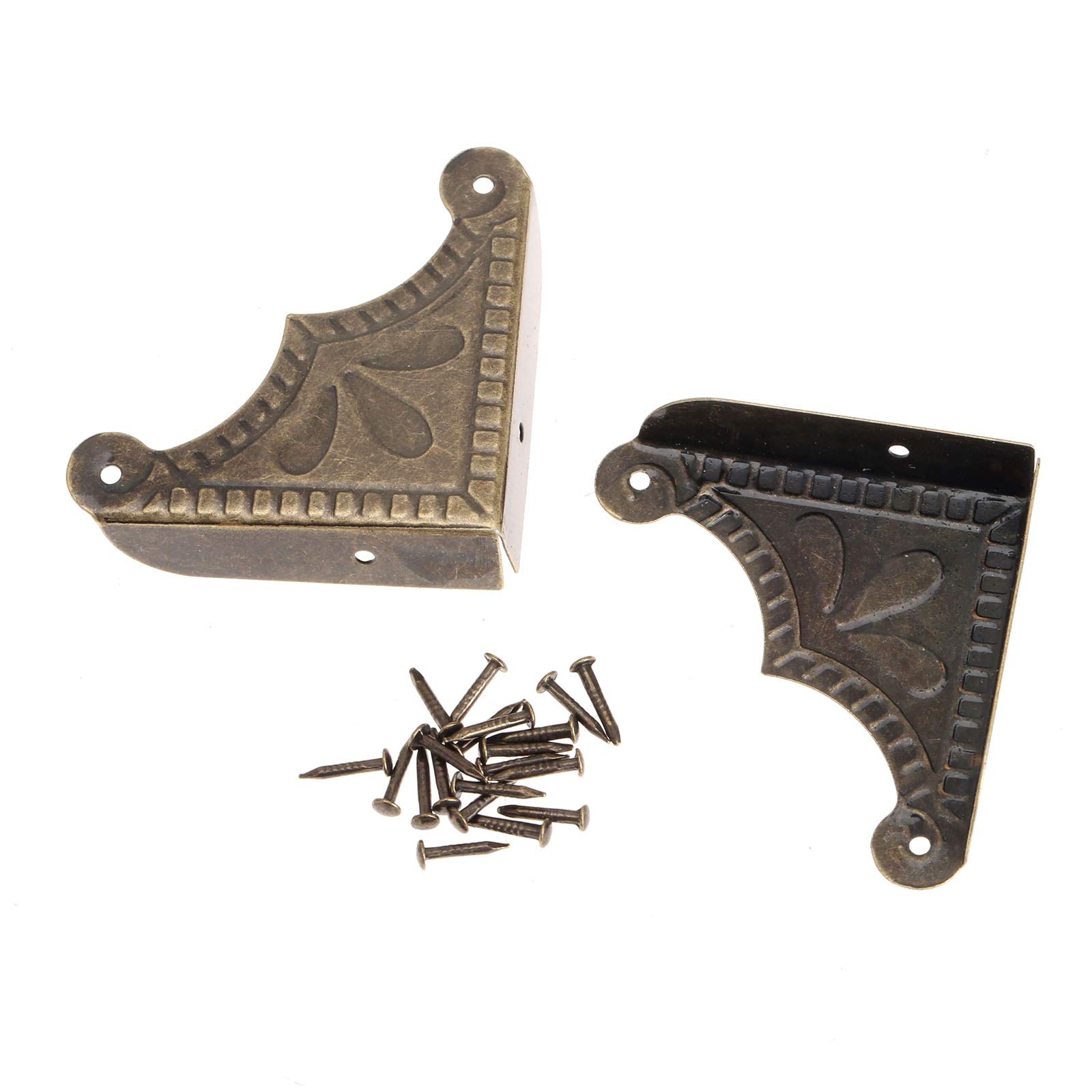Lot De 12 Protecteurs D'angle Rétro En Fer – Boîte Cadeau Avec 48 Clous Inclus