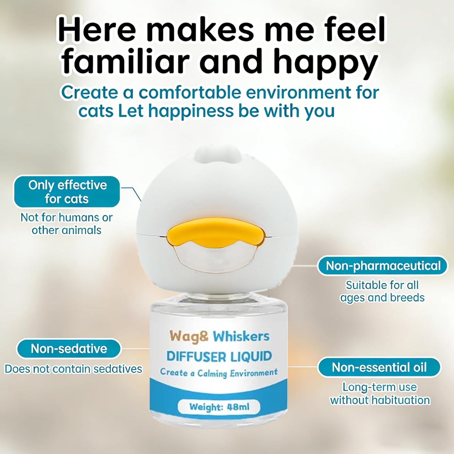 Calming Diffuser, Soothe Your Pet's Emotions, Reduce Stress and Anxiety, and Decrease Fighting and Scratching Behaviors, 3-in-1 Kit for Cats (2pc)