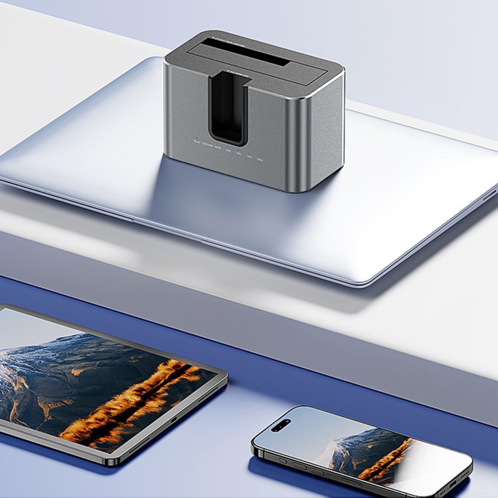 Base per disco rigido a doppio slot, per M.2 NVMe e per HDD SATA, custodia in alluminio da 10 Gbps con funzione di copia offline