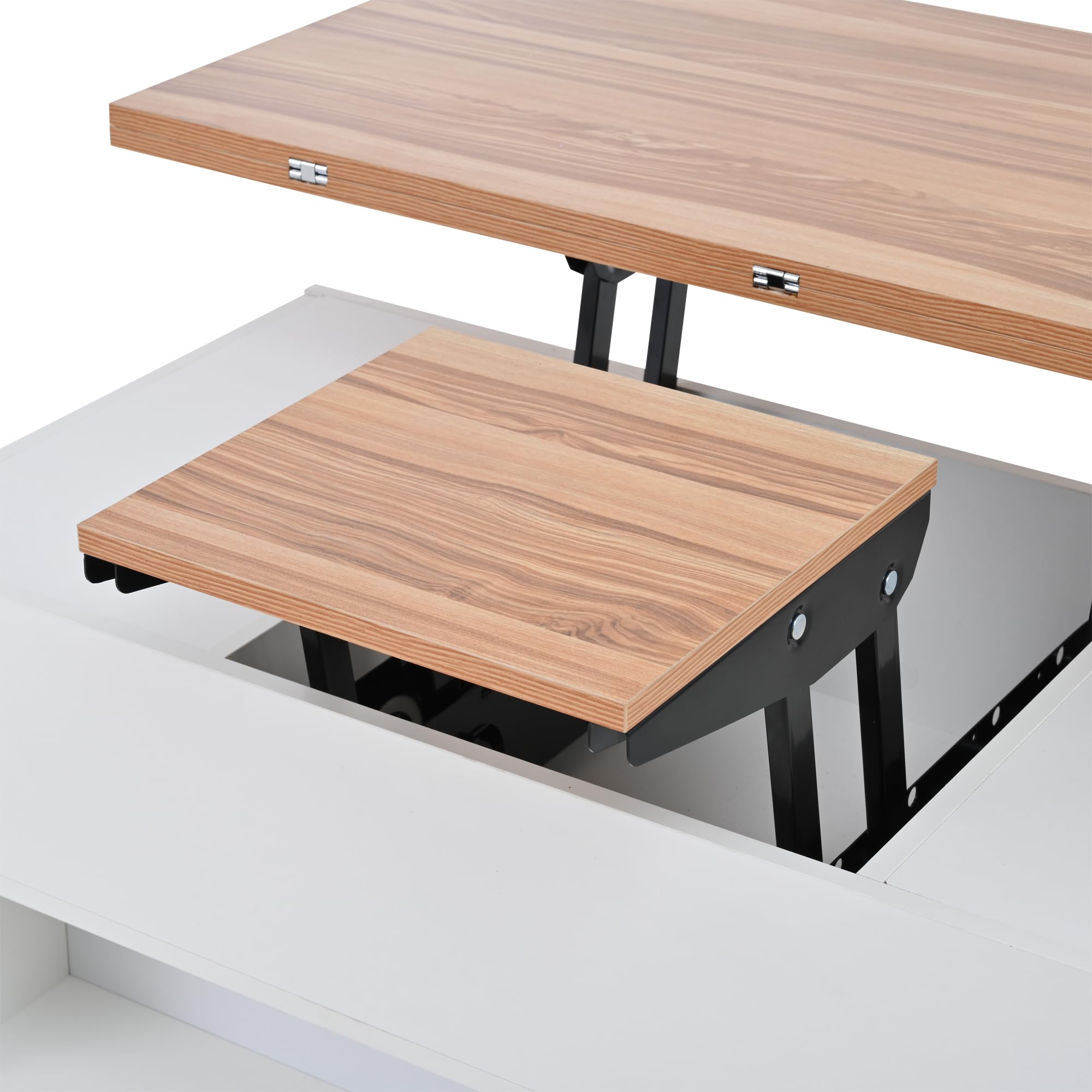 Mesa de centro 100 x 50 x 52 cm con 4 ruedas, mesa de salón multifuncional con 4 cajones, mesa de café elevable, mesa de sofá, mesa auxiliar y mesa de comedor con espacio de almacenamiento, color