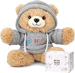 Osacoe Big Hugs Teddy Bear with Gray Hoodie Stuffed Animal for Comfort and Love