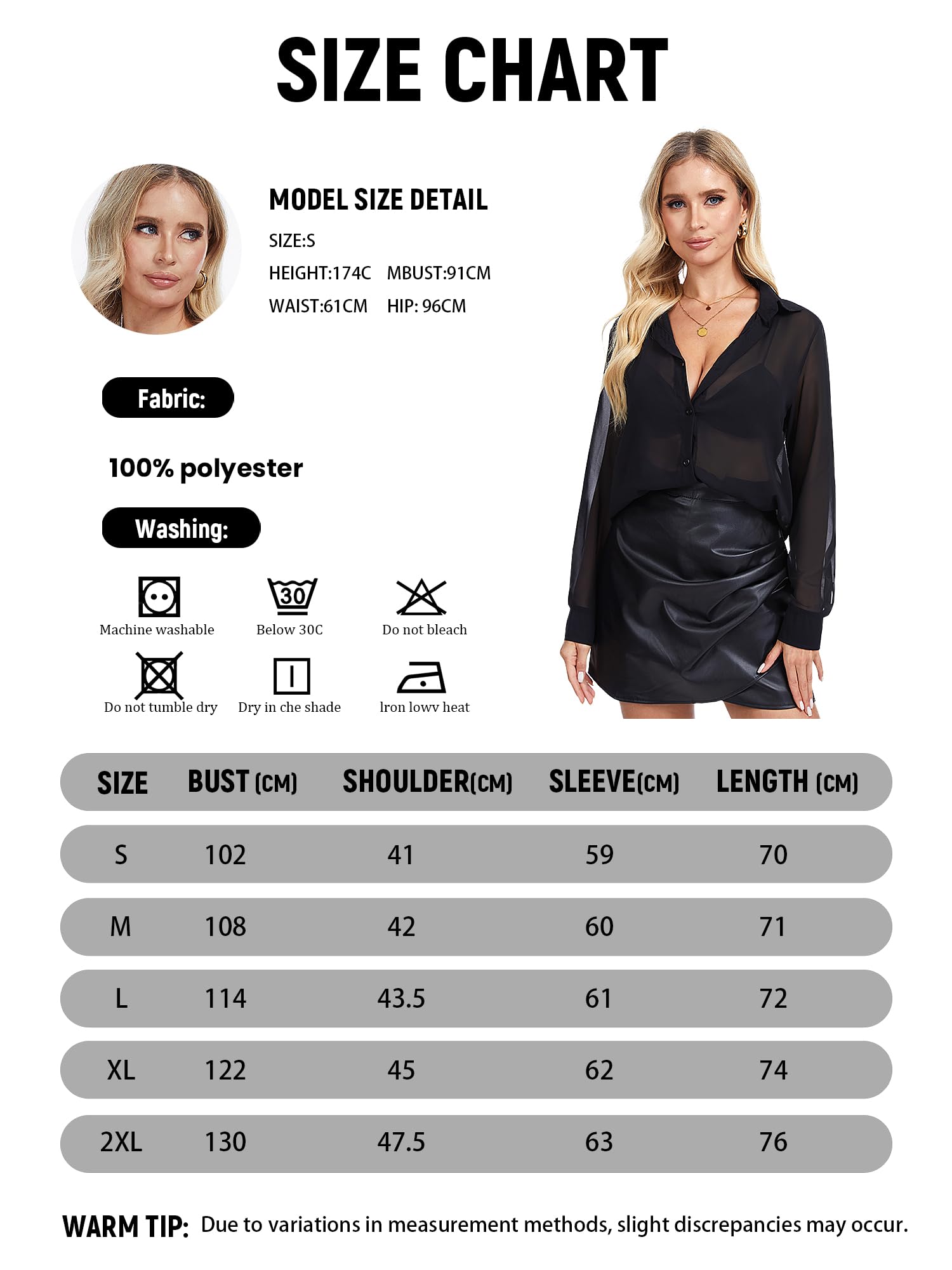 Chemisier pour Femme Chemise élégante Chemise Classique légère pour Femme, Chemises à Manches Longues pour Femme avec Patte de Boutonnage, Tailles S-XXL