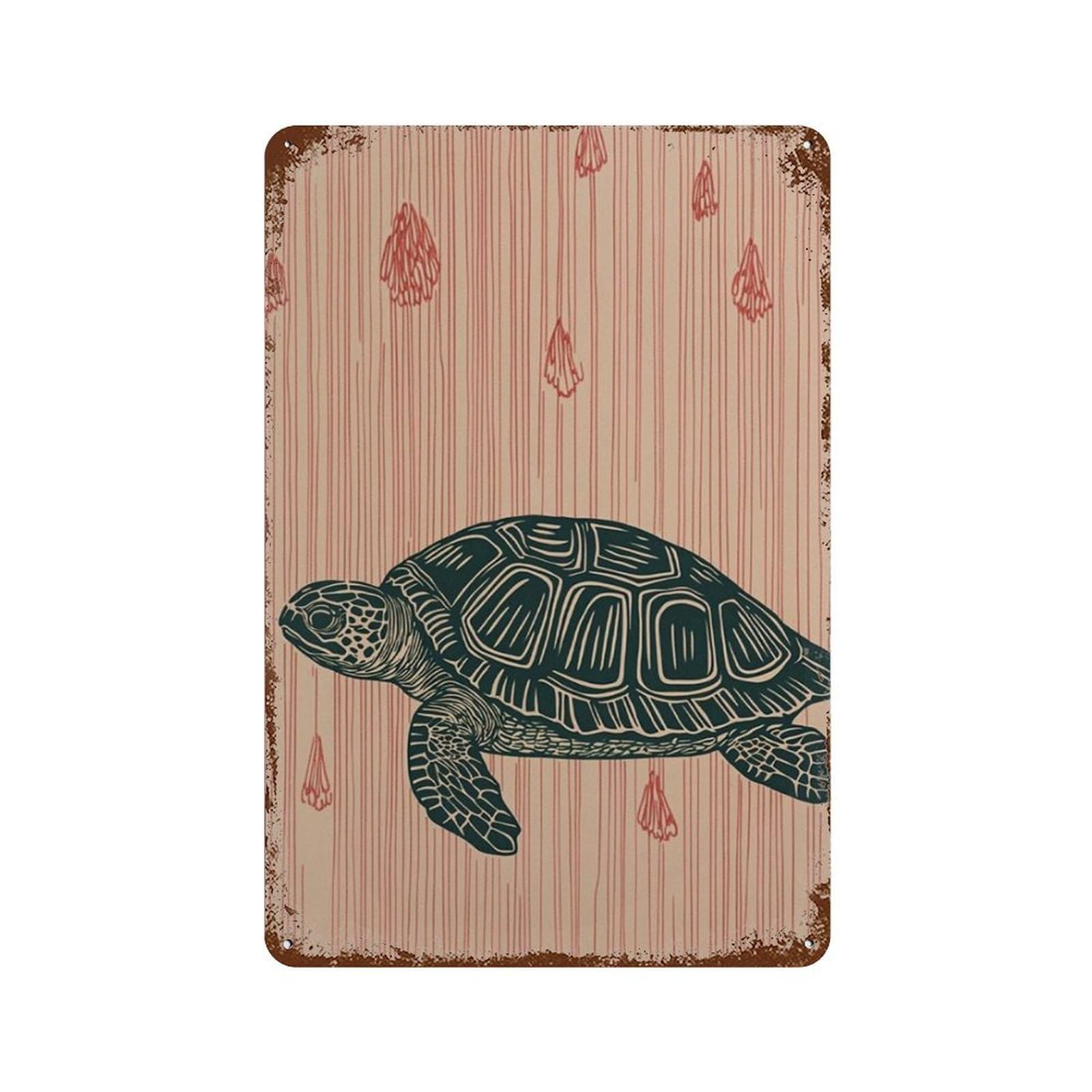 xiaoxiaoshen Sea Turtle Coastal Minimal Ocean Animal Line Wall Decor Art Metal Tin Poster Modern Home Decor Art Home Bar Shop Decorations Vintage Sign 30x20cm