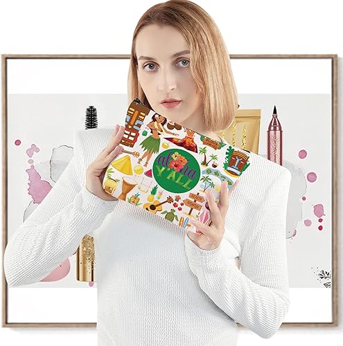 Miniatura 4 de LEVLO Aloha Hawaii - Bolsa de maquillaje para cosméticos, regalo de viaje, bolsa con cremallera para guitarra de playa, regalo de fiesta hawaiana,
