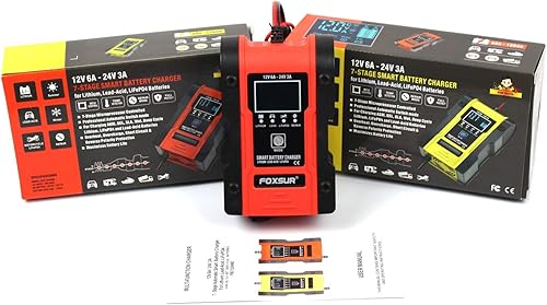 Miniatura 9 de [Nueva actualización] Cargador de batería de litio, 12V/24V 6Amp Cargador de batería inteligente de coche completamente automático (baterías de