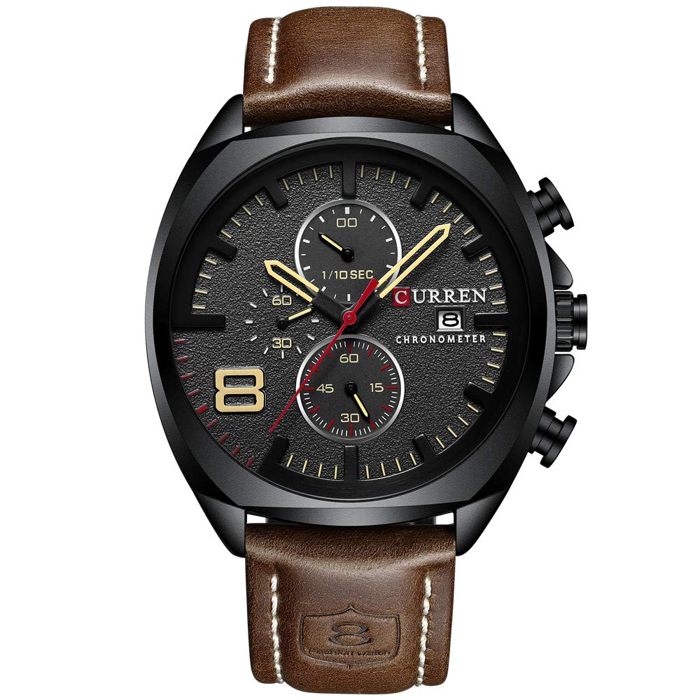 CURREN 8363 Nuovo Orologio da Polso al Quarzo per Uomo, Orologi di Lusso con Cinturino in Acciaio Inossidabile, Cronografo, Impermeabile