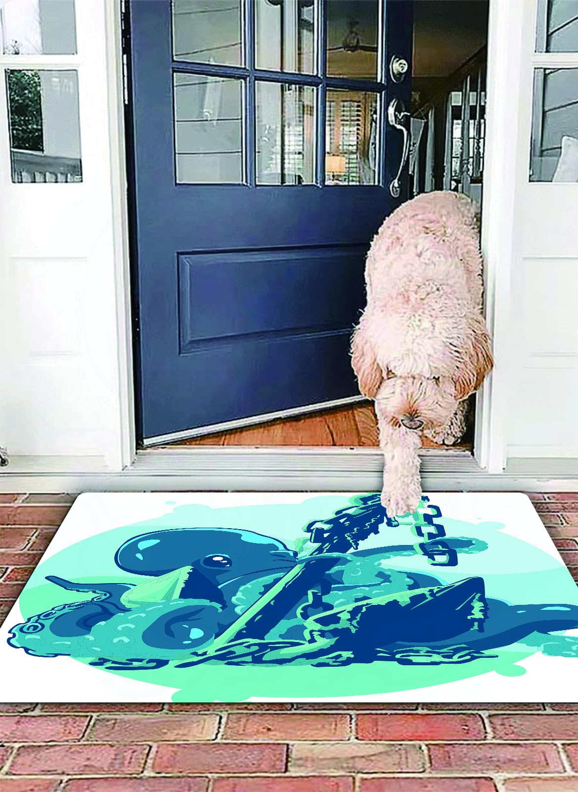 OHJEAJDS Bath Mat 16x24 in,Non-Slip Washable Bathroom Mat,Extra Soft and Absorbent Bath Mats for Bathroom Floor,Tub,Shower,Octopus Decor,Monster Kraken Octopus with Tentacles on Anchor in Ocean