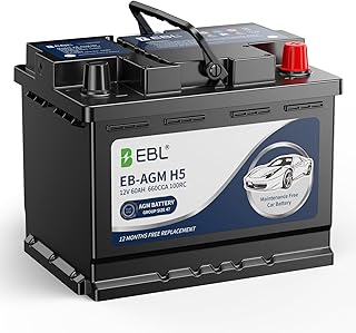 EBL Platinum AGM Battery BCI Group 47R-12V 60Ah 100Min RC, 660A CCA - Auto Starting Power, Deep Cycle Applications - Maintenance-Free