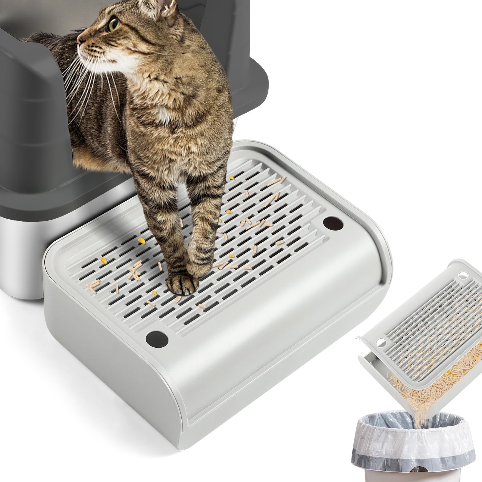 Rampe litière chat Kalolary marchepied pédale filtre gris clair