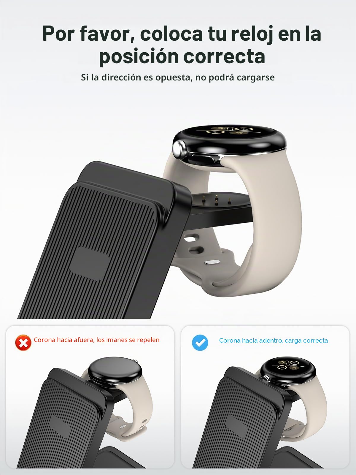 Estación de carga inalámbrica para Google Pixel Watch 3/2 (no para Watch 1), soporte de cargador inalámbrico 3 en 1 para Google Pixel 9 Pro/9/8/7/6/5/4, Pixel Buds Pro