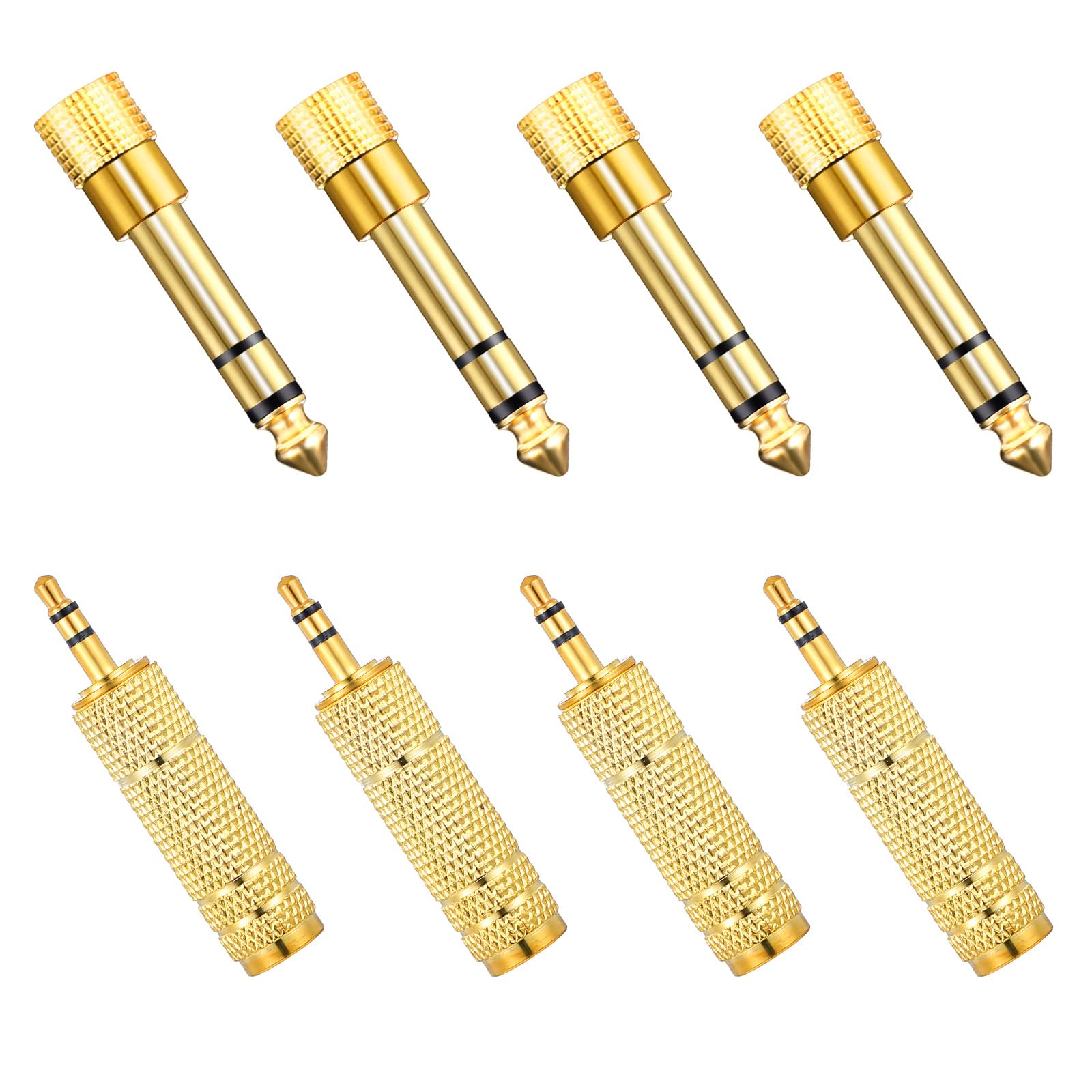 8 Pcs 1/4 to 1/8 Audio Adapter, 3.5mm (1/8 inch) Male to 6.35mm (1/4 inch) Female and 6.35mm (1/4) to 3.5mm (1/8), Stereo Audio Jack Converters for