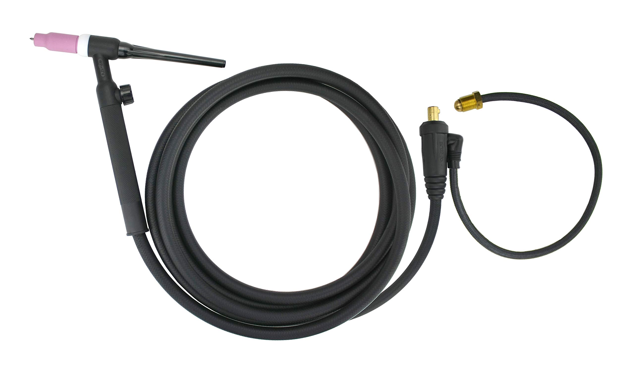 17FV Series - 150 Amp - Air Cooled - Flexible Head TIG Torch with Valve - 25 feet 1-Piece Cable - Dinse 35-70 Connector