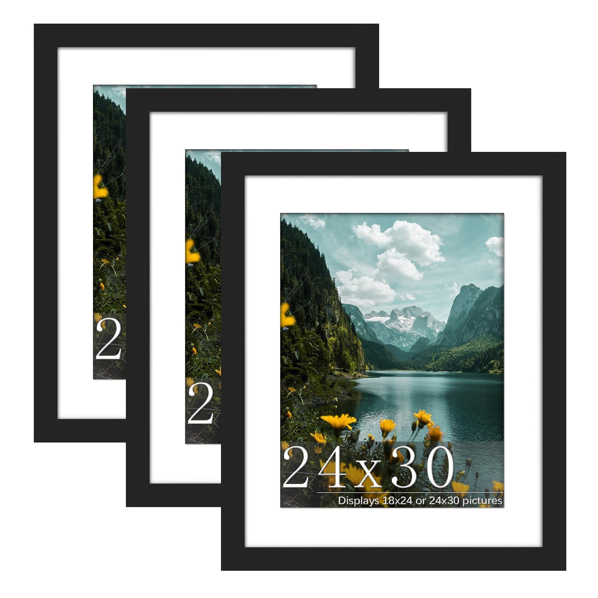 Picrit 24x30 Black Puzzle Frame, Picture Frame for Wall, 3 Pack