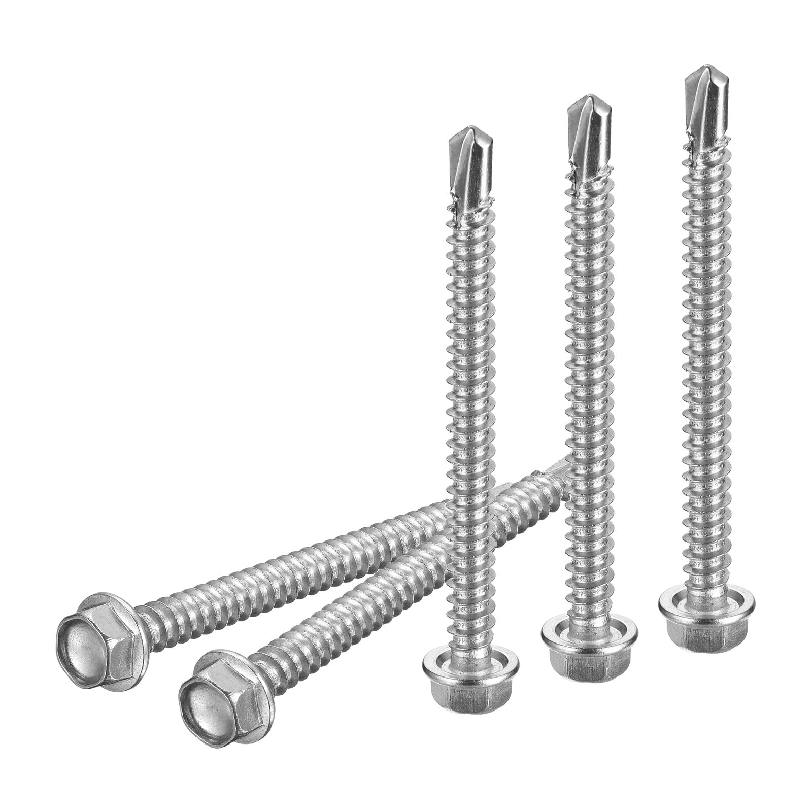 DTGN #12x2-1/2 Hex Washer Head Self Drilling Screws - 40Pack - Good for Machine - 410 Stainless Steel - Self Tapping Sheet Metal Screws